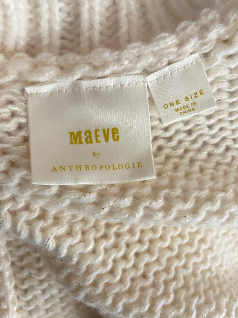 Anthropologie Maeve Susannah 3D Metallic Floral Cardigan Sweater Cream One Size - Picture 3 of 5
